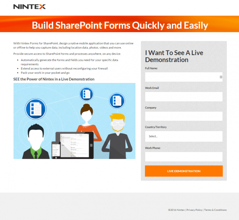 A tale of two effective landing pages: A Nintex landing page 