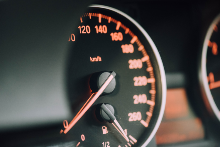 Photo of car speedometer