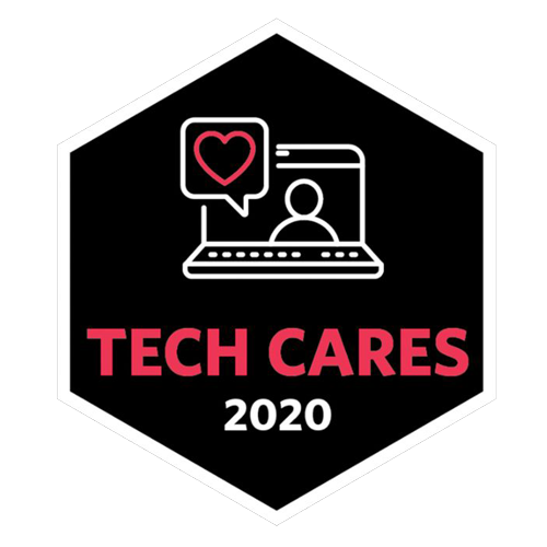 Icon of tech cares 2020, hear on laptop