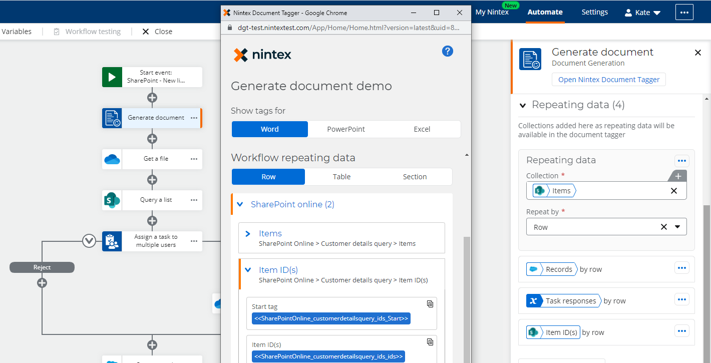 Image of Nintex Generate document demo