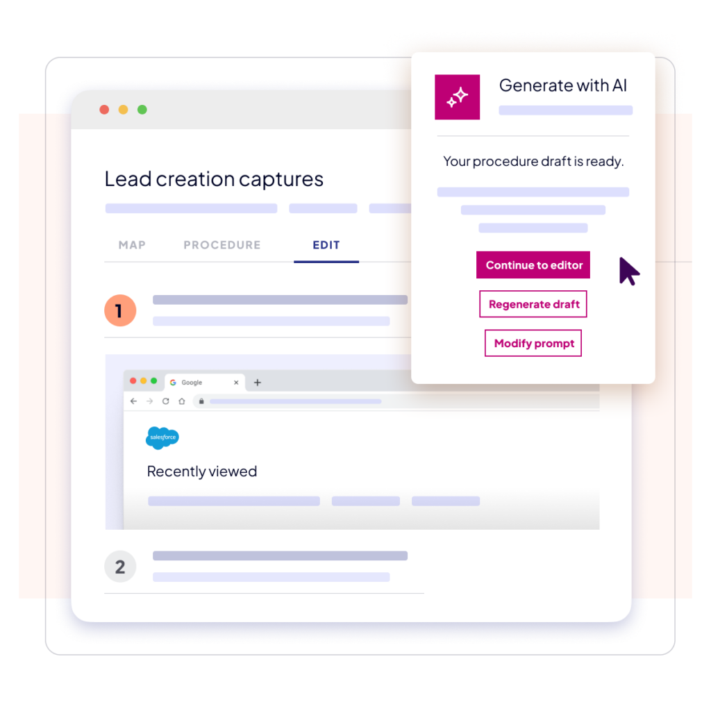 Illustration of user interface for lead captures with AI assist.