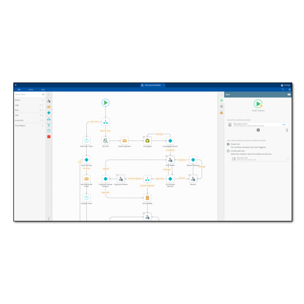 Screenshot of user interface: Nintex Designer-Workflow.